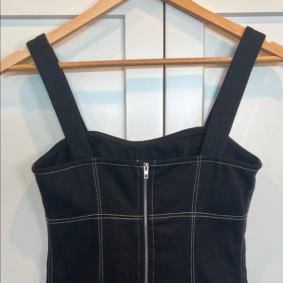 🍎NWT Cider Black Mini Dress with White Stitching XXS - Picture 6 of 8